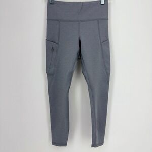 Athleta Cargo Capri Workout Leggings Women XS Gray 210999 High Rise Pocket Zip